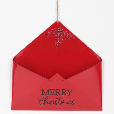 Christmas Red Metal Mail Envelope Wall Décor Ornament for Tree Decor