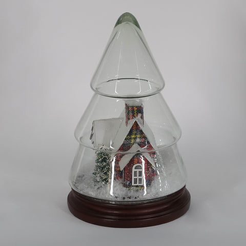 Christmas Glass Dome W/ Led Decor