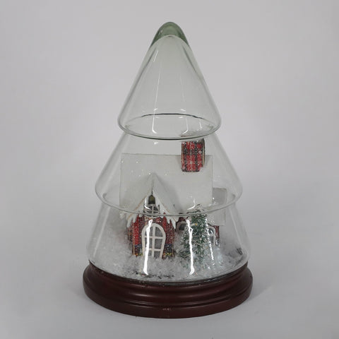 Christmas Glass Dome W/ Led Decor