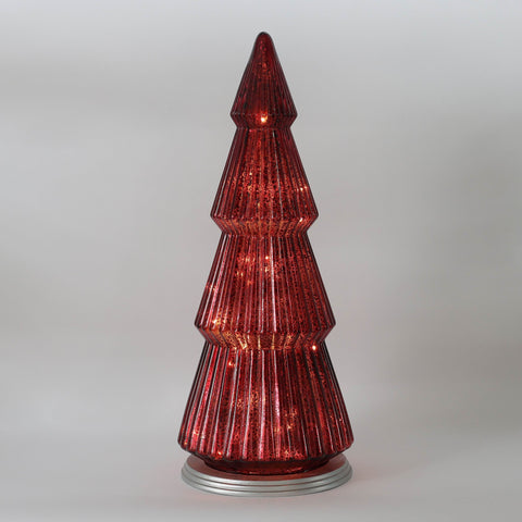 Christmas 8.75*21.5''Red Glass Tree Décor W/Lite