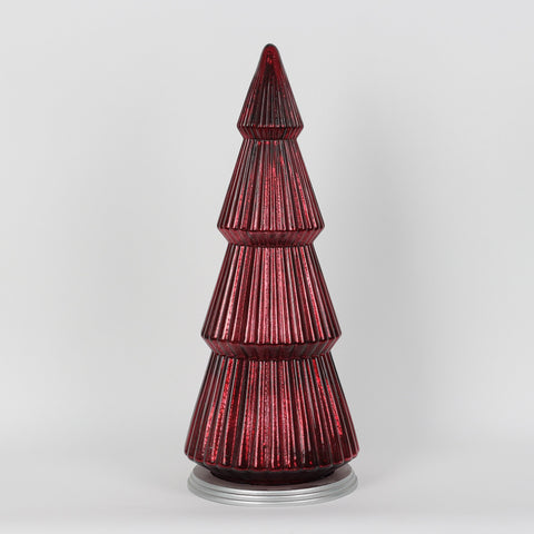 Christmas 8.75*21.5''Red Glass Tree Décor W/Lite