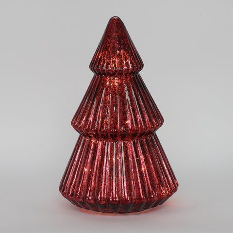 Christmas 6.25*10.5*0.0'' Red Glass Tree Décor W/Lite