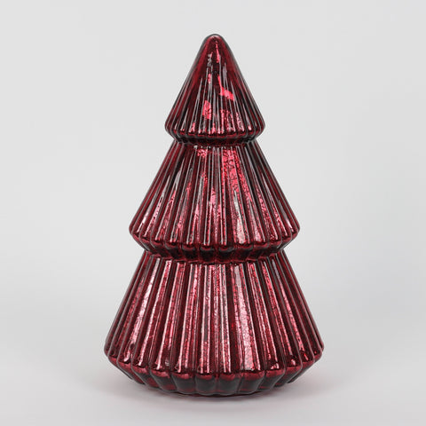 Christmas 6.25*10.5*0.0'' Red Glass Tree Décor W/Lite