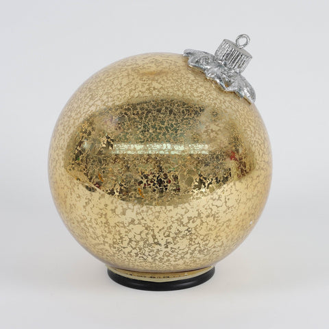 Christmas 7.25*8.0*0.0''Gold Glass Ball Décor W/Lite