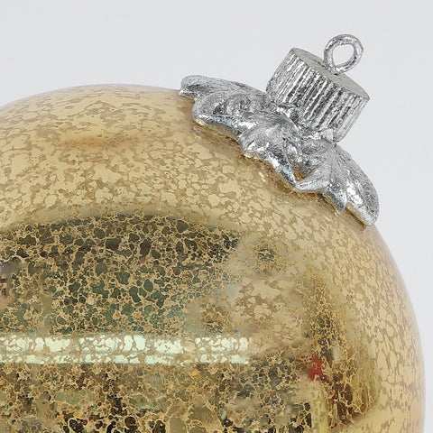 Christmas 7.25*8.0*0.0''Gold Glass Ball Décor W/Lite
