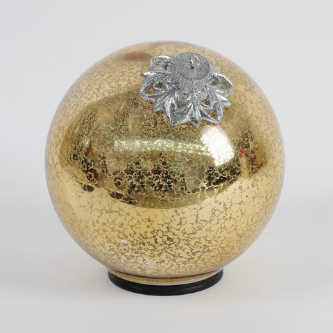 Christmas 7.25*8.0*0.0''Gold Glass Ball Décor W/Lite