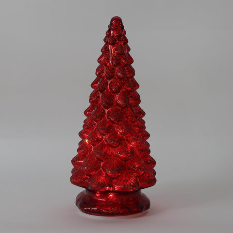 Christmas 5.5*12.0*0.0'' Red Glass Tree Décor W/Lite