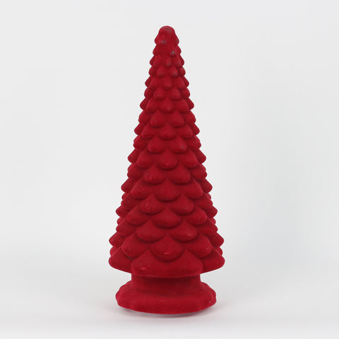 Christmas 6.75*16.5*0.0''Red Flocking&Glass Tree Décor W/Lite