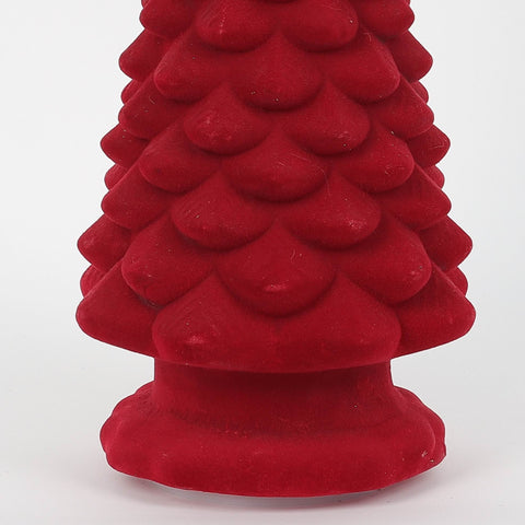 Christmas 6.75*16.5*0.0''Red Flocking&Glass Tree Décor W/Lite