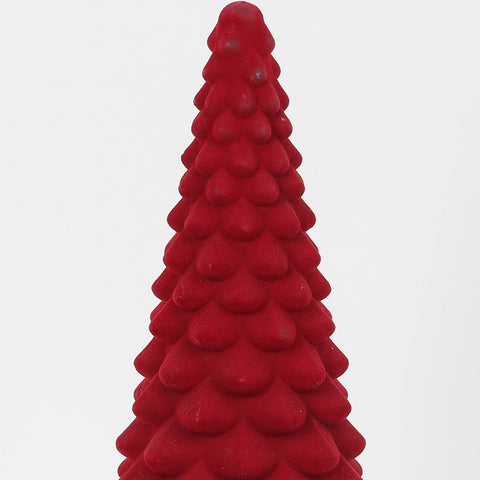 Christmas 6.75*16.5*0.0''Red Flocking&Glass Tree Décor W/Lite