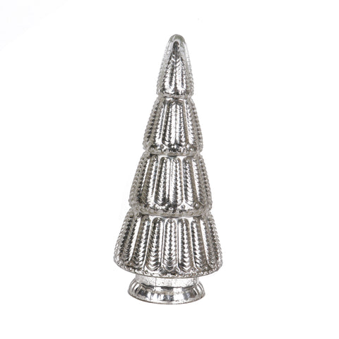 Cône d'arbre en verre doré éclairé de 14,25 pouces