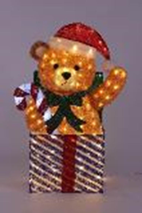 Xmas Bear in Gift Box w/ LED