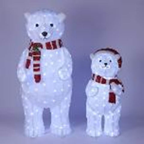 S/2 Xmas Polar Bear w/ LED