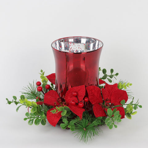 Red Gls Candle Hldr