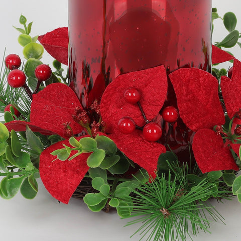 Red Gls Candle Hldr