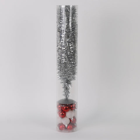 Set of Silver Christmas Tree Table Top with Ball Ornament