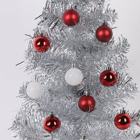 Set of Silver Christmas Tree Table Top with Ball Ornament