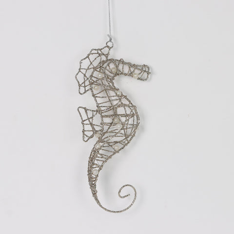 4 X 1.5 X 8.5"H Metal Wire Seahorseornament
