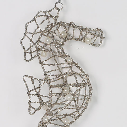 4 X 1.5 X 8.5"H Metal Wire Seahorseornament