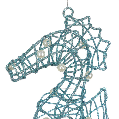 4 X 1.5 X 8.5"H Metal Wire Seahorseornament