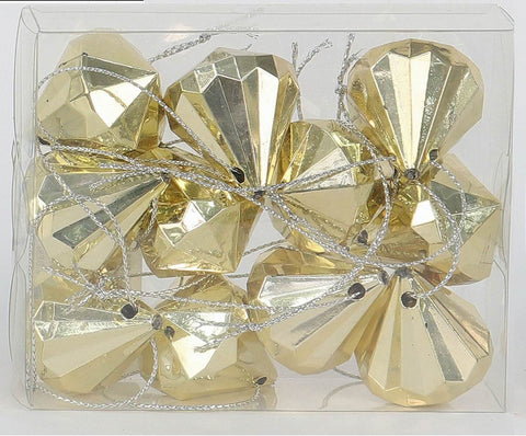 Ensemble de 2pcs Ornement de Noël en Diamant Acrylique 12ct Or