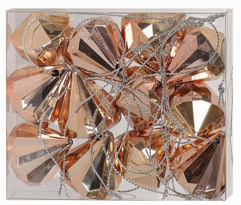Lot de 2 décorations de Noël en diamant acrylique 12 ct Cuivre