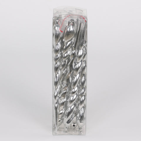Silver Glitter Icicle Christmas Ornament Set