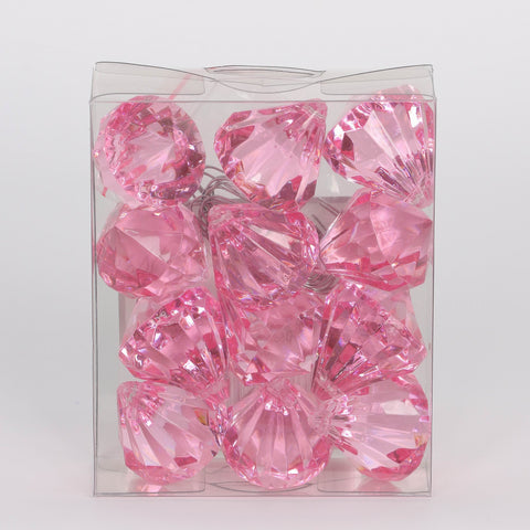 Pink Acrylic Diamond Christmas Ornament Set