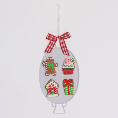 Baking-Themed Christmas Ornament with Gingerbread and Plaid Bow