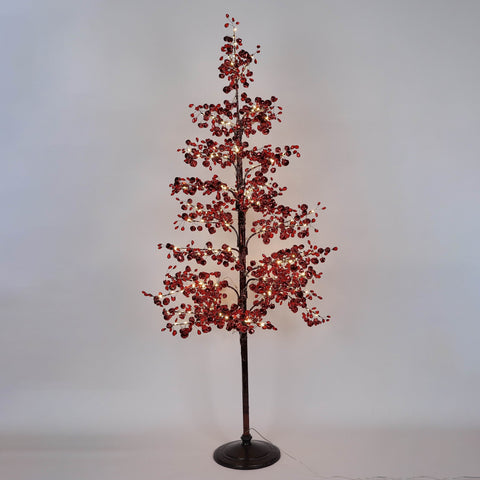 Christmas 25.0*0.0*60.0''Red Leaves Tree Décor W/Lite