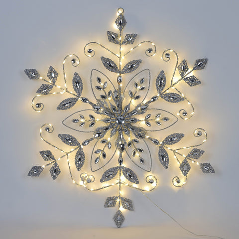 Christmas 28.0*2.0*25.0''Silver Snowflake Décor W/Lite