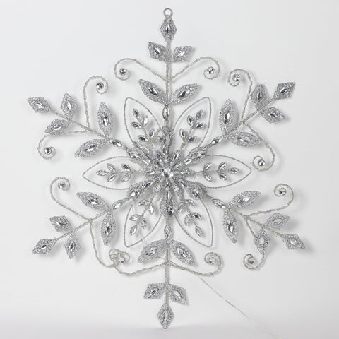 Christmas 28.0*2.0*25.0''Silver Snowflake Décor W/Lite
