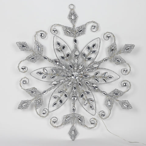 Christmas 21.5*2.0*20.5''Silver Snowflake Décor W/Lite