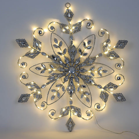 Christmas 21.5*2.0*20.5''Silver Snowflake Décor W/Lite