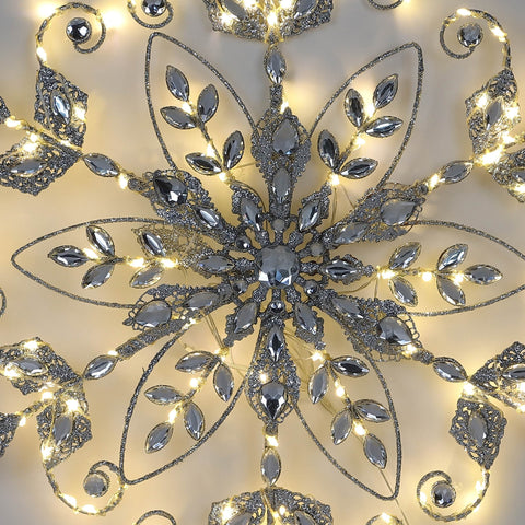 Christmas 21.5*2.0*20.5''Silver Snowflake Décor W/Lite