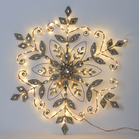 Christmas 29.0*28.5*0.0'' Gold Snowflake Décor W/Lite