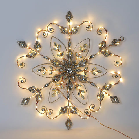 Christmas 24.0*2.0*22.0''Gold Snowflake Décor W/Lite