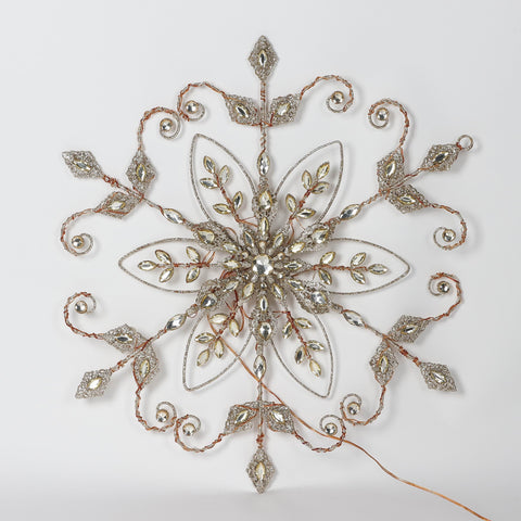 Christmas 24.0*2.0*22.0''Gold Snowflake Décor W/Lite