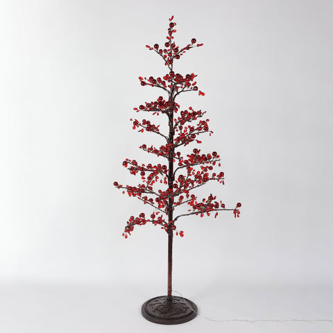59'' Christmas Red Leaves Tree Décor - Festive Indoor & Outdoor Holiday Decoration