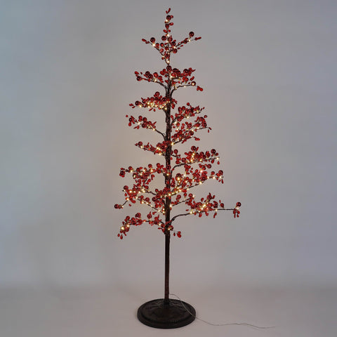 59'' Christmas Red Leaves Tree Décor - Festive Indoor & Outdoor Holiday Decoration
