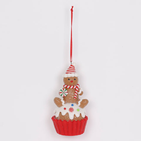 Gingerbread Man in Cupcake Christmas Ornament