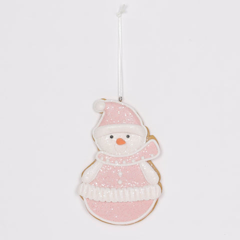 Pink Snowman Christmas Ornament