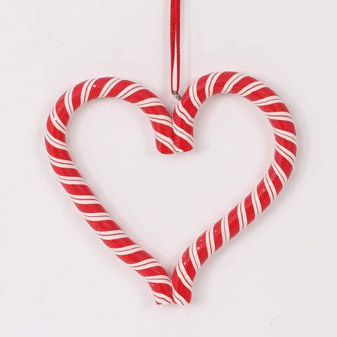 Christmas Santa Claus Clay Candy Cane Heart Ornament