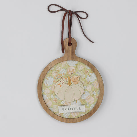 Harvest Grateful Wall Décor with Floral Background and Pumpkin Design