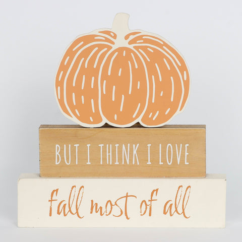 Harvest I Love Fall Most of All Pumpkin MDF Table Décor