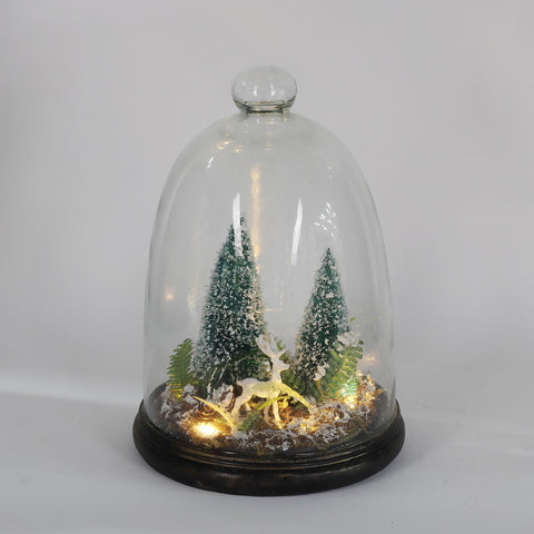 Christmas Glass Dome W/ Led Decor