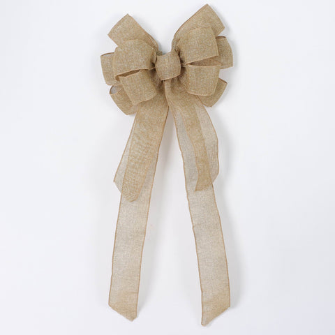 Christmas Beige Tree Topper Bow | Festive Holiday Decoration