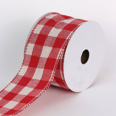 2.5''X10 Yds Red/White Check Ribbon