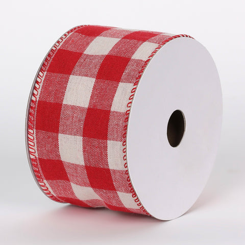 2.5''X10 Yds Red/White Check Ribbon