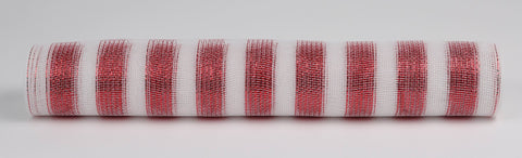 21"X10 Yds Red/White Poly Mesh